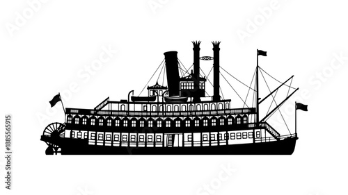 Historical Steamship Vector Illustration