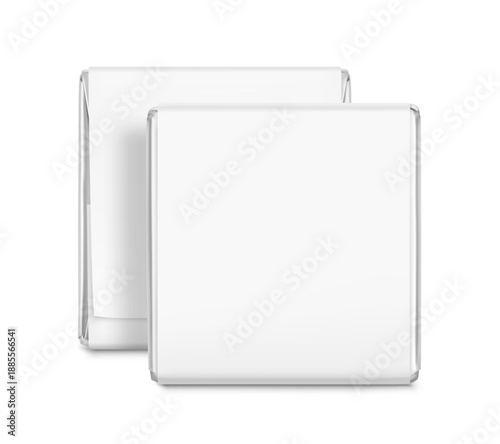 Branded chocolate squares, Neapolitan mockup for promoting business, special occasions. Vector illustration isolated on grey background. Easy to use for presentation your logo, design. EPS10.