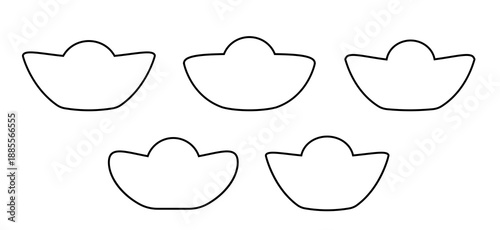 Chinese Gold Ingot outline With template vector. 
Gold Ingot yuanbao coloring page set.svg.