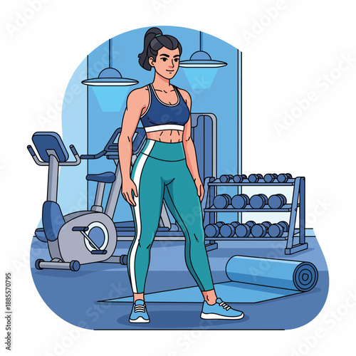 A woman in sportswear standing in a gym