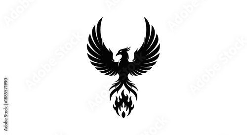 Fotografi Black phoenix bird icon on white background