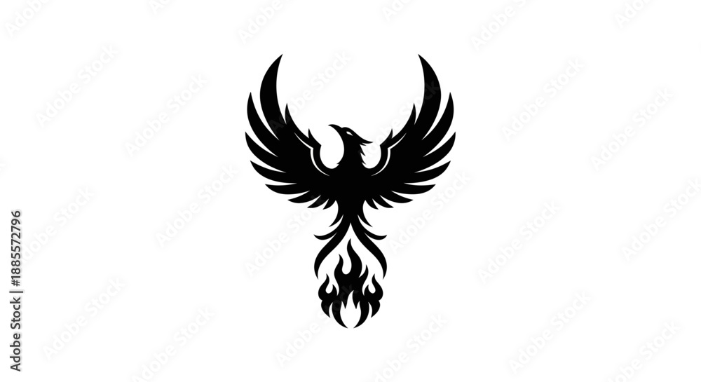 Obraz premium Black phoenix icon isolated on white