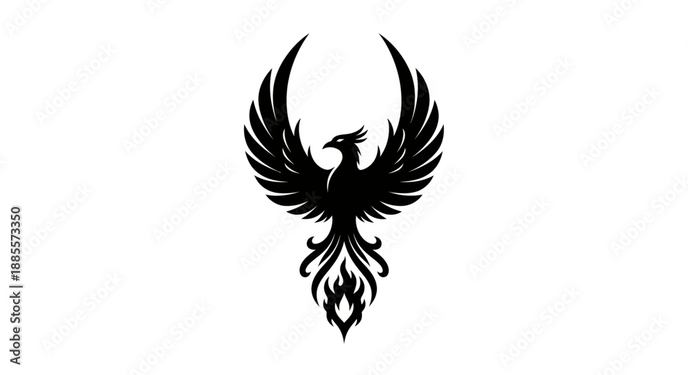 Obraz premium Black phoenix icon on white background