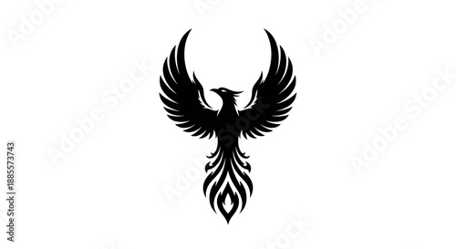 Black phoenix icon on white background