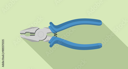 Flat design illustration of pliers with a long shadow.