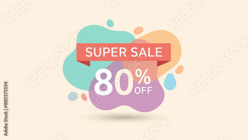Colorful abstract background with a red banner announcing 80% off sale