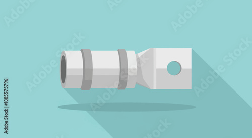 Single electrical connector or cable lug isolated on blue background.