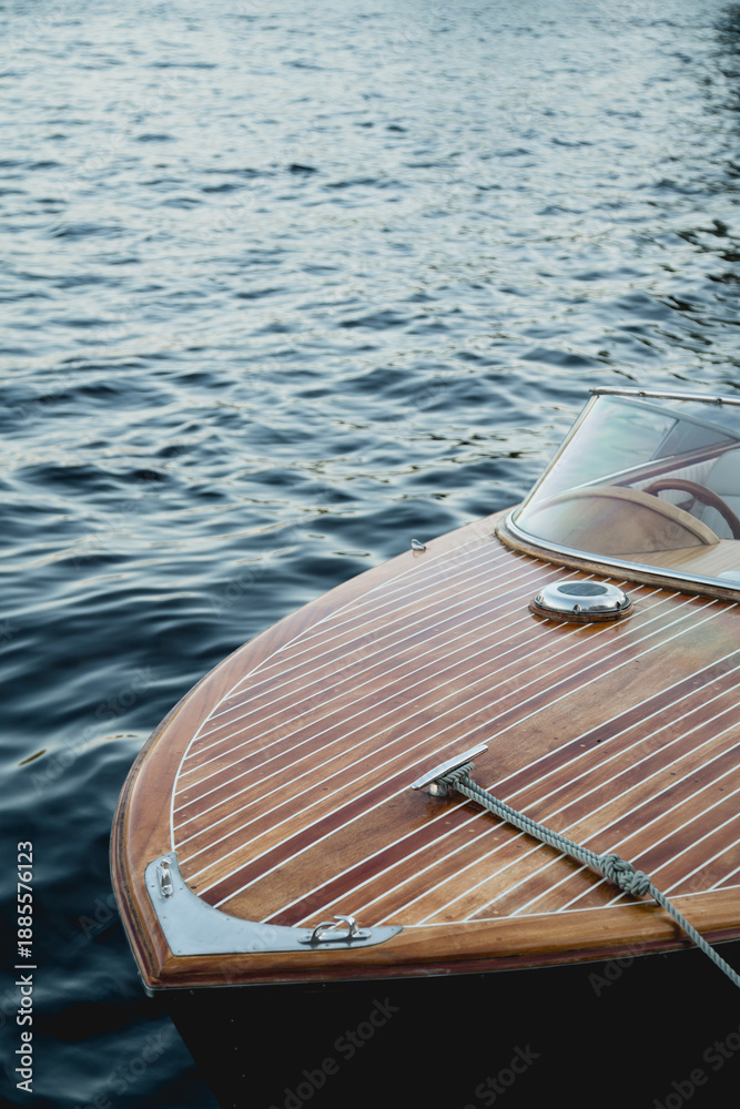 Fototapeta premium wooden boat on the beach, sea, lake water