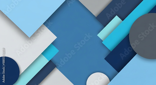 Sleek and professional abstract geometric background with overlapping shapes in cool blue and grey tones, ideal for modern design concepts and digital presentations