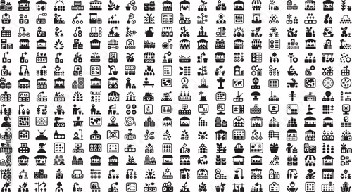 Collection of various business and technology related icons on white background