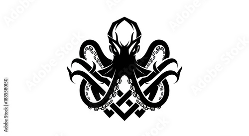 Black octopus silhouette logo design