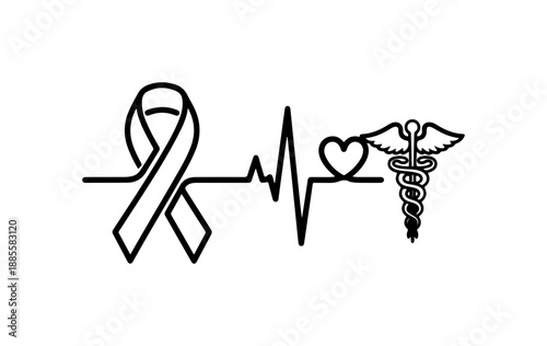 Awareness Ribbon and Medical Symbol