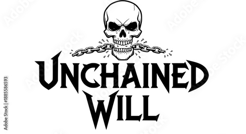 Unchained will: a striking black and white logo symbolizing freedom and determination Vector, illustration