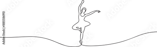 Woman dancing one continuous line art, Vector illustration, One line art, Line art graphic style