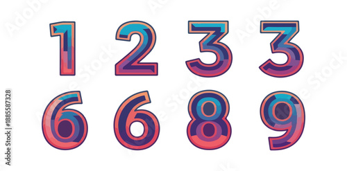 Digit numbers illustration design colorful gradient isolated black background