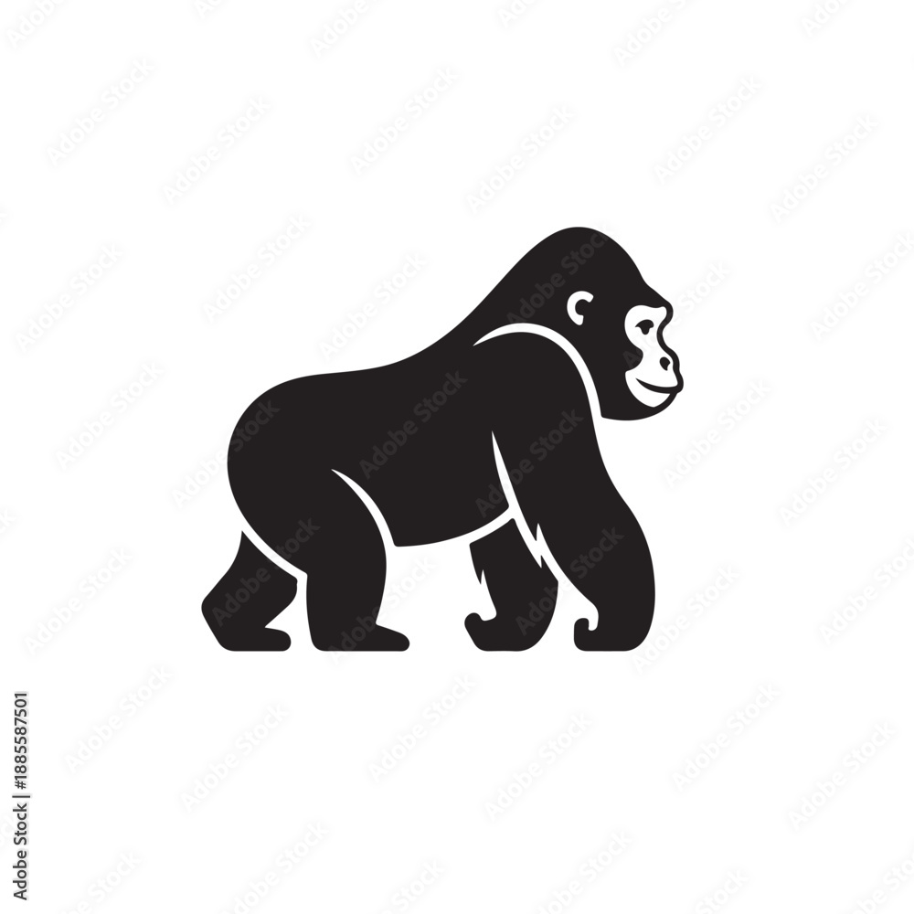 Obraz premium Gorilla vector logo vector design mockup template technical flat sketch.