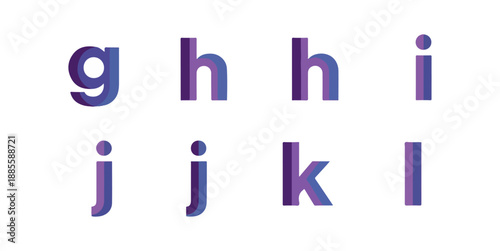 Abstract 3 d alphabet letters in gradient colors on black background