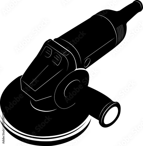Angle grinder. Hand held power tool with a rotating disc. Сonstruction, metalworking, and repair. Cutting, grinding, and cleaning metal, stone, concrete, and other materials.