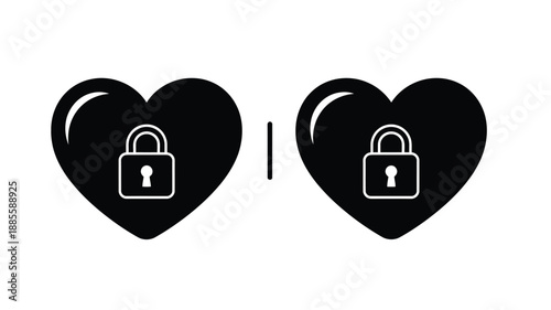 Two black hearts with padlocks symbolizing love security and connection
