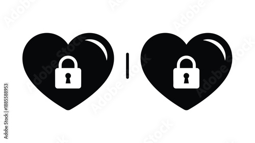 Two black hearts with padlocks symbolizing protected love and security