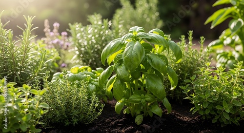 Herb garden variety plants sunlight