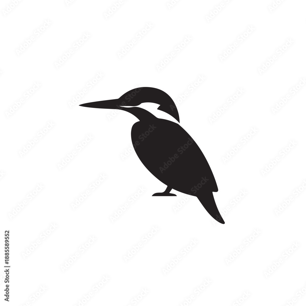 Fototapeta premium Kingfisher silhouette vector logo mockup template vector design technical illustration.