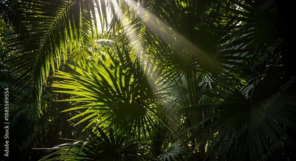custom made wallpaper toronto digitalPalm leaves sunlight through foliage