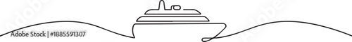 Cruise ship one continuous line art, Vector illustration, One line art, Line art graphic style