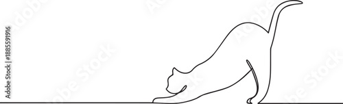 Cat one continuous line art, Vector illustration, One line art, Line art graphic style