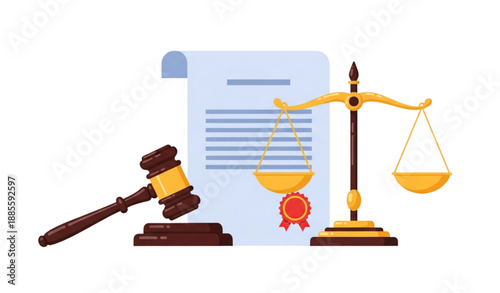 Legal statement concept vector with judge gavel document and scales