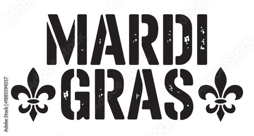 Mardi Gras Sign with Fleur de Lis Isolated on White Background