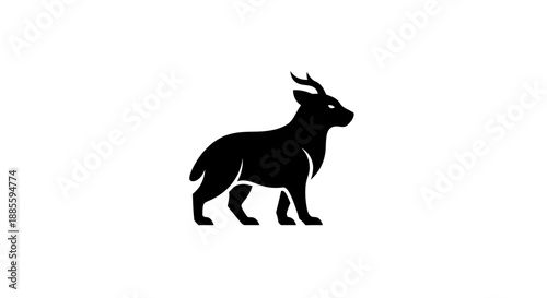 Black Silhouette Goat Illustration.