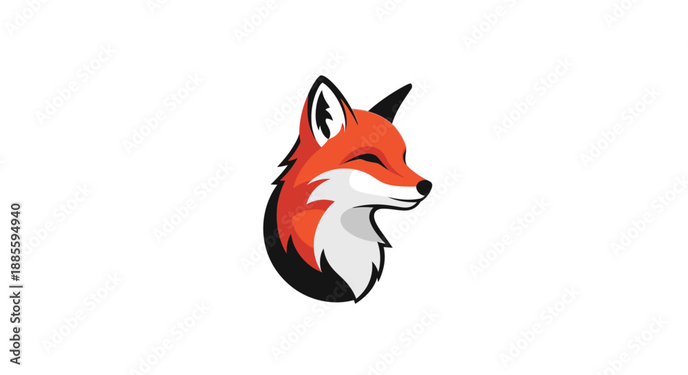 Obraz premium Red Fox Head Illustration.