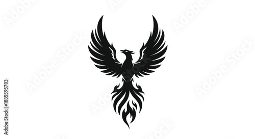 Black phoenix silhouette on white background