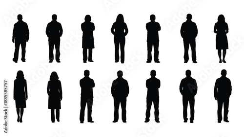 Silhouette collection of various people isolated on white background, Vector