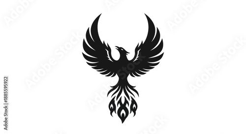 Black phoenix silhouette on white background