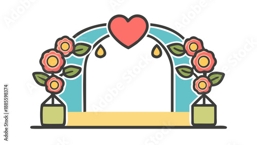 Beautiful floral wedding arch with heart