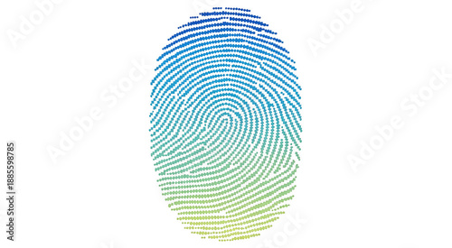 Colorful fingerprint blue and yellow isolated on a transparent background