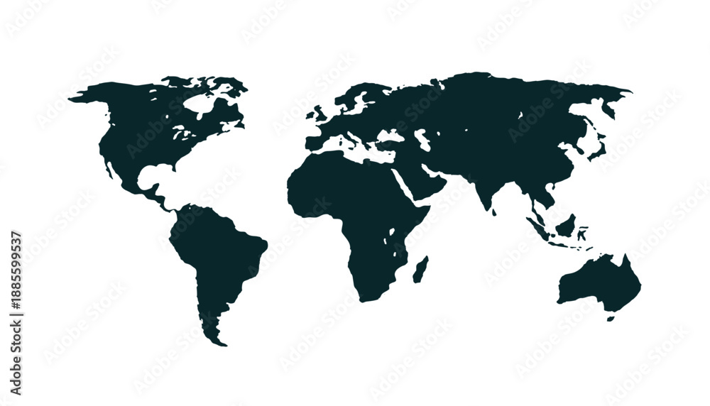 Fototapeta premium World map. Black modern vector map. Silhouette map 