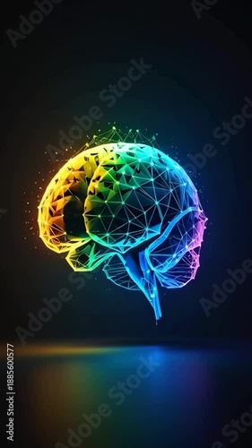 Wallpaper Mural Human brain illustration with network connections in vibrant neon colors against a dark background, symbolizing artificial intelligence. Torontodigital.ca