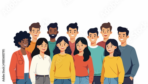 Group of smiling diverse people illustration