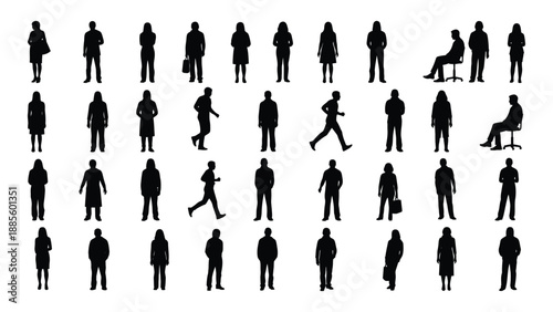 Collection of various silhouettes isolated on white background, Vector