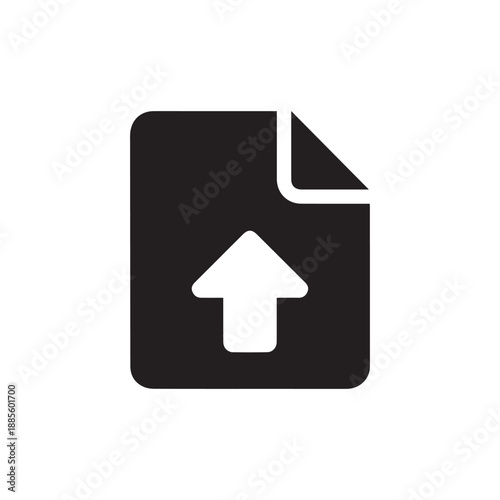 File upload document transfer solid silhouette icon