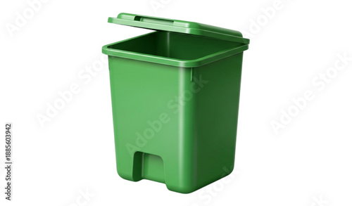 3D green plastic recycle bin vector illustration isolated on white