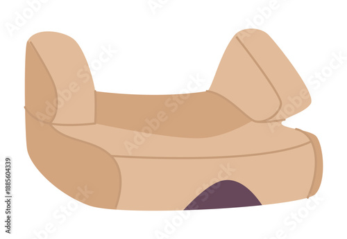 Tan booster car seat for children safety shown isolated on white background vector illustration