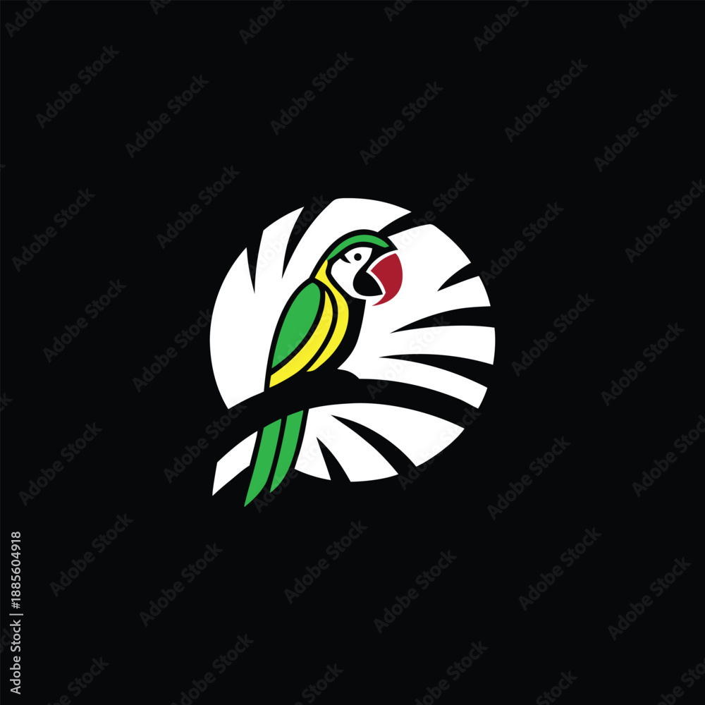 Obraz premium Vibrant Parrot Emblem in White Circle