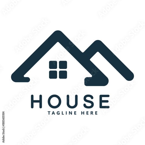 Simple modern house logo with roof and window template design icon
