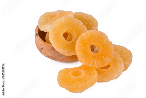 Dried pineapple slices on a...