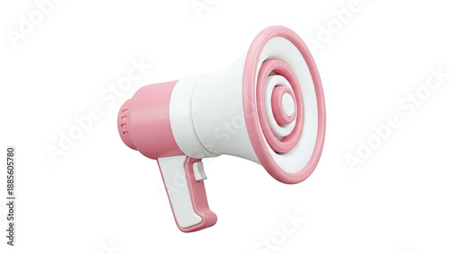 3D Pink and White Megaphone