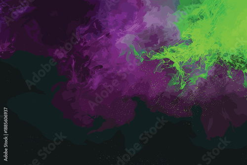 Dynamic abstract background featuring vibrant purple and lime green smoke textures ideal for modern digital art web design or creative projects